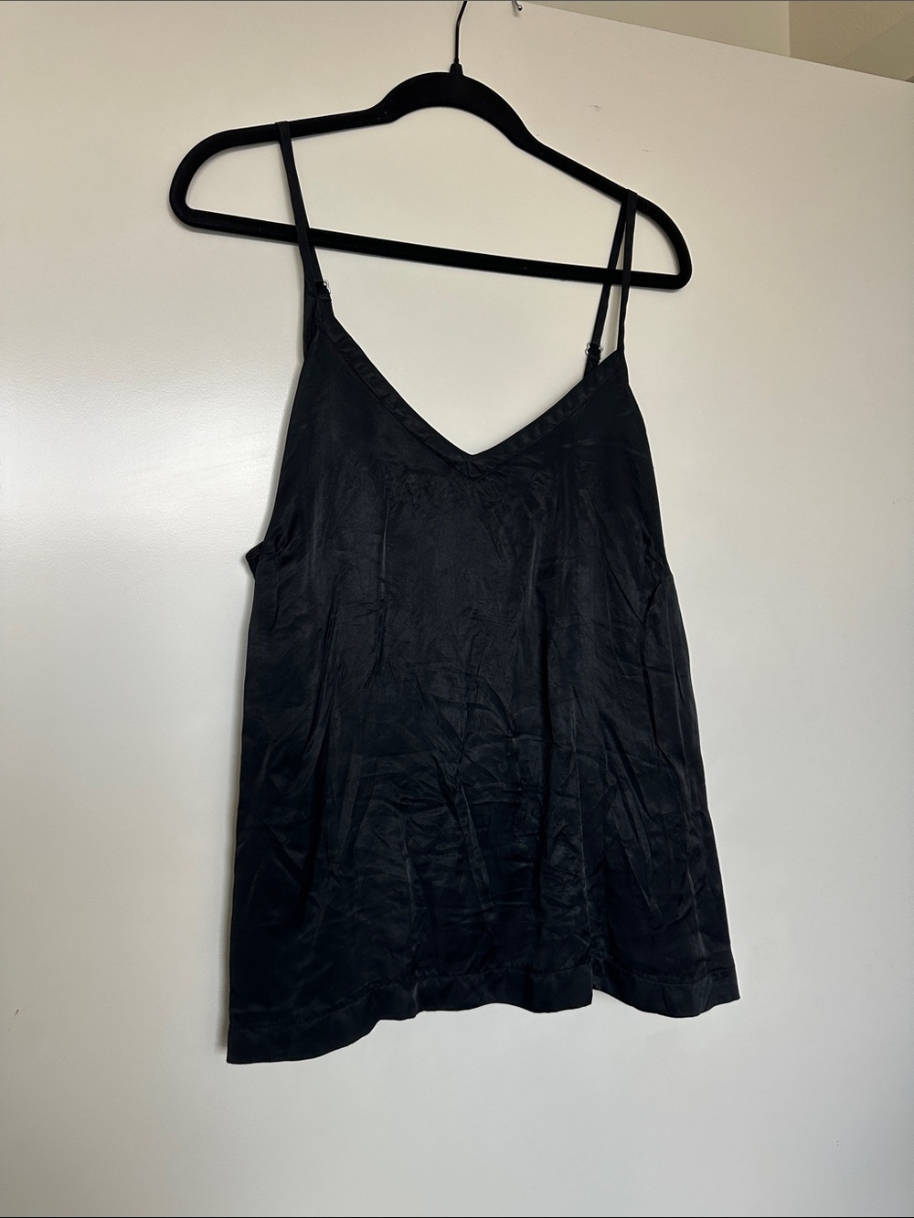 Athleta Black Satin V-Neck Camisole
